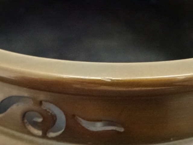  般若勘渓造　唐銅鬼面風炉（畠春斎釜添）（共箱）